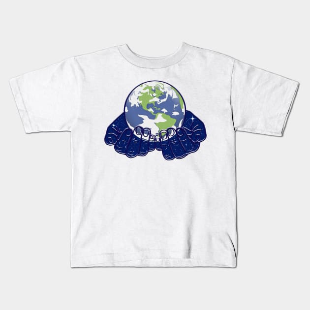 Earth Hands Kids T-Shirt by Nerdpins